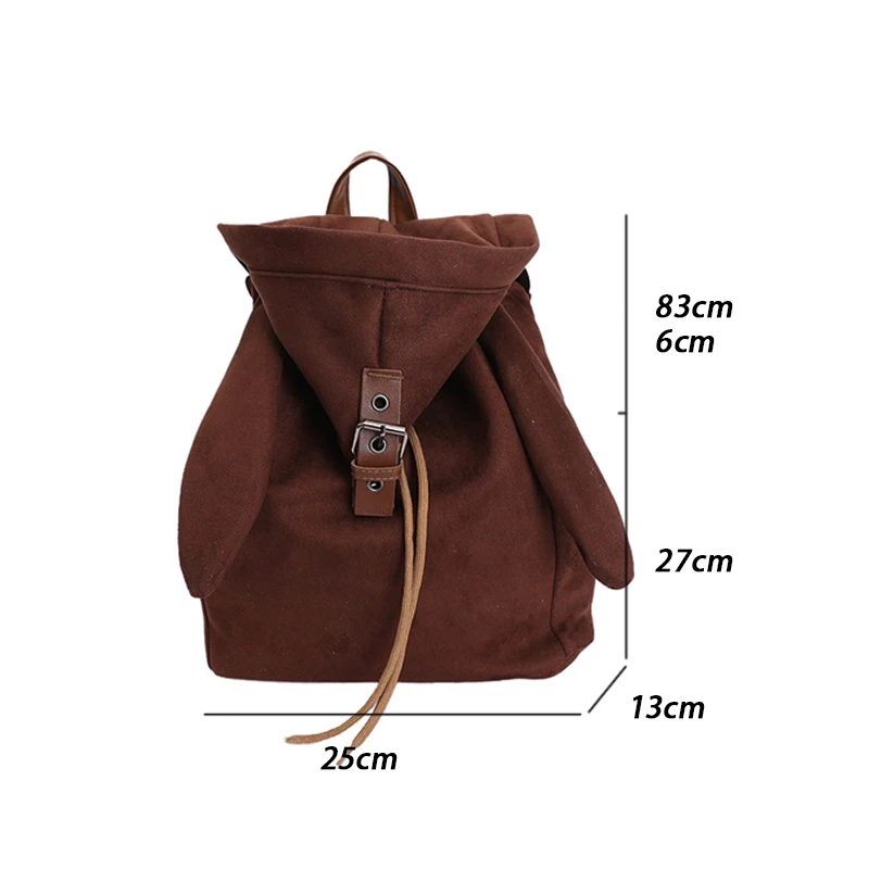 Hasenohr-Rucksack für Damen 2025, süßer Retro-Rucksack mit Kordelzug, einfache, geräumige Tasche für den täglichen Gebrauch im Herbst und Winter