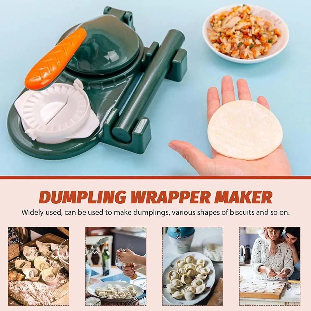 3-in-1 Portable Dumpling Wrappers Maker and Press Dumpling Skin Machine Multifunction DIY Manual Dumpling Press Molds Set