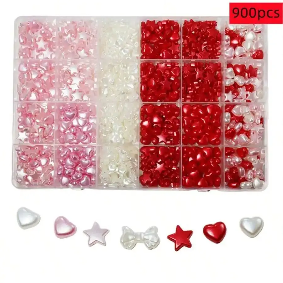 320/900/960pcs Acrylic Letter Beads, Star, Heart, Bow Beads, DIY Jewelry Accessories, Essential for Valentine's Day Parties