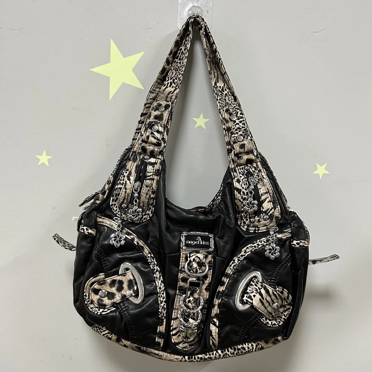 Frauen Handtaschen Mode Leopard Schulter Tasche Große Tote Top-griff Einkaufs Pack Multifunktionale Satchel Dame Hobos Große Geldbörse – Detail 1
