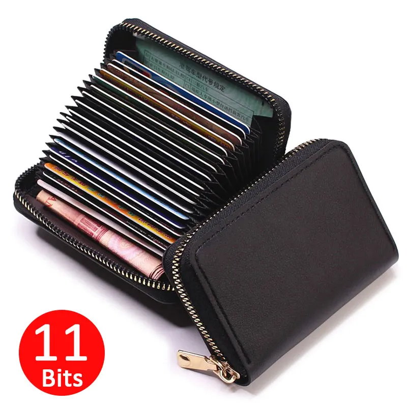 Business Card Holder Wallet Women/men Gray Bank/ID/Credit Card Holder 11 Bits Card Wallet PU Leather Protects Case Coin Purse