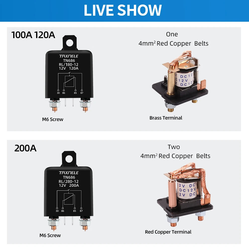 High Current Relay Starting relay 200A 120A 100A 12V 24V Power Automotive Heavy Current Start relay Car relay Truck Motor