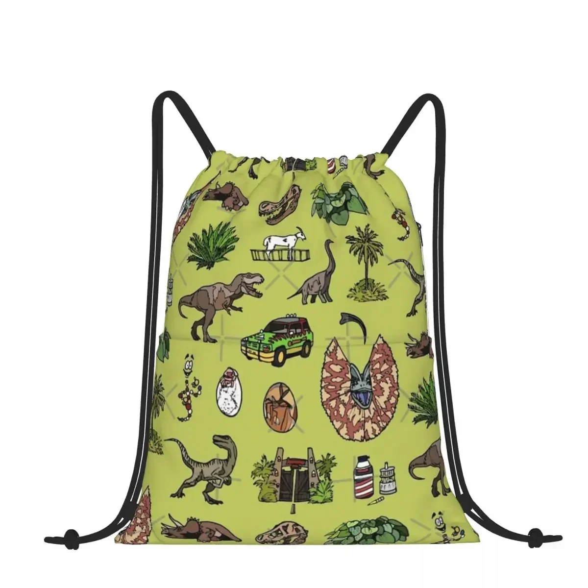 Drawstring Backpack Jurassic Pattern Lighter Shoulder Bag Zipper Pocket Sports & Travel Hikes Portables Bag