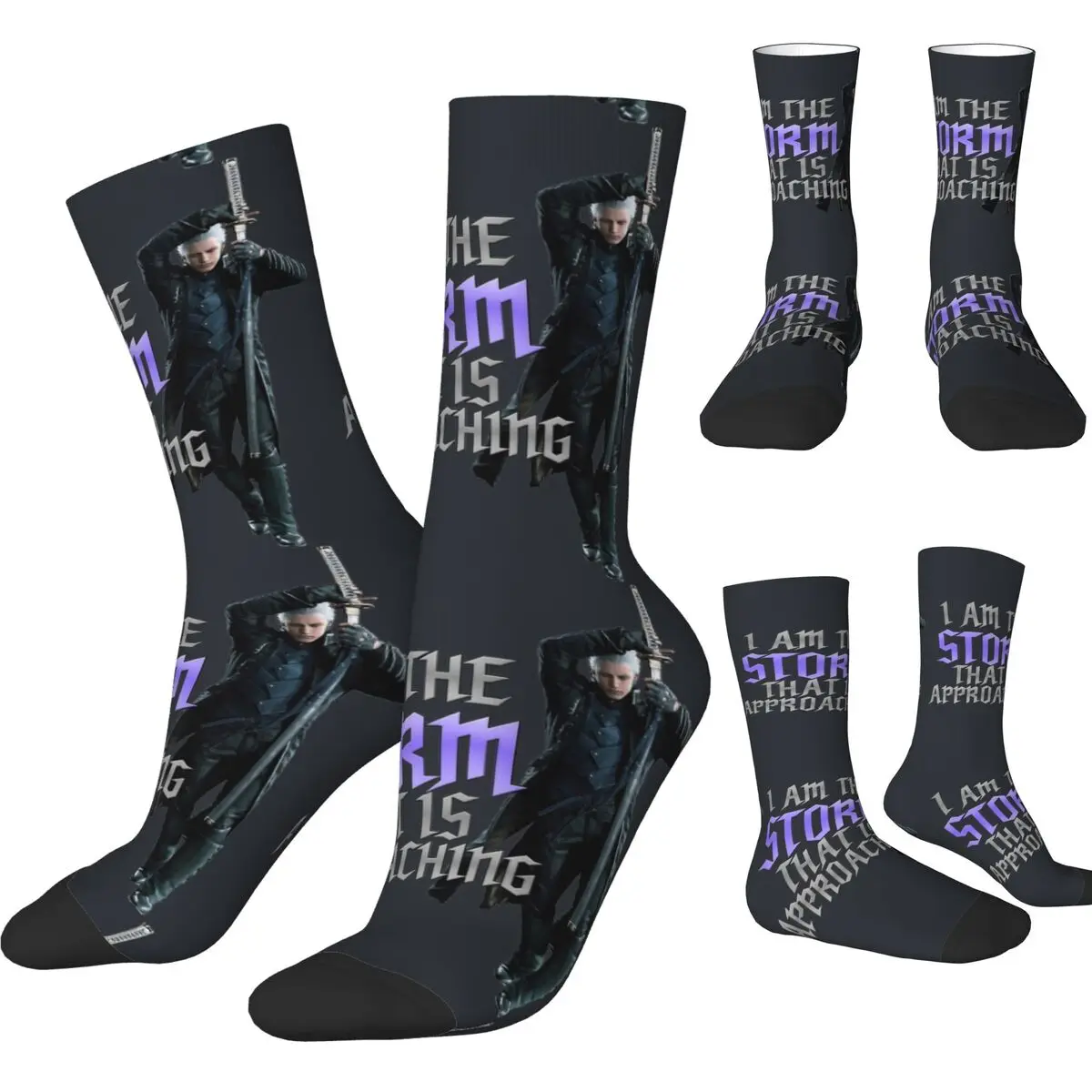 Vergil Socks Winter Stockings Funny Adults Men Breathable Socks Graphic Cycling Non-Slip Socks