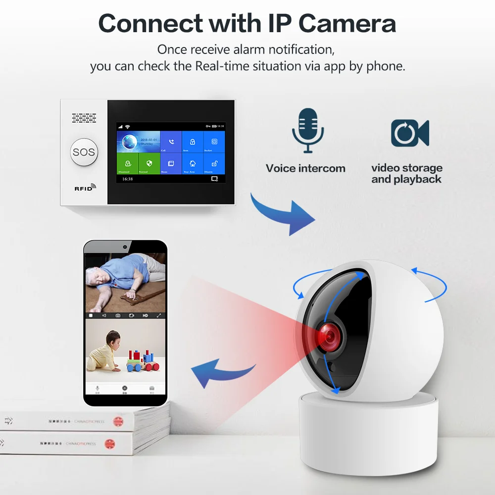 Imagem -06 - Pgst-sistema de Alarme sem Fio com Tela Sensível ao Toque 4g hd Wi-fi Tuya Aplicativo de Vida Inteligente Controle o Trabalho com Alexa Pg107 43 Polegadas