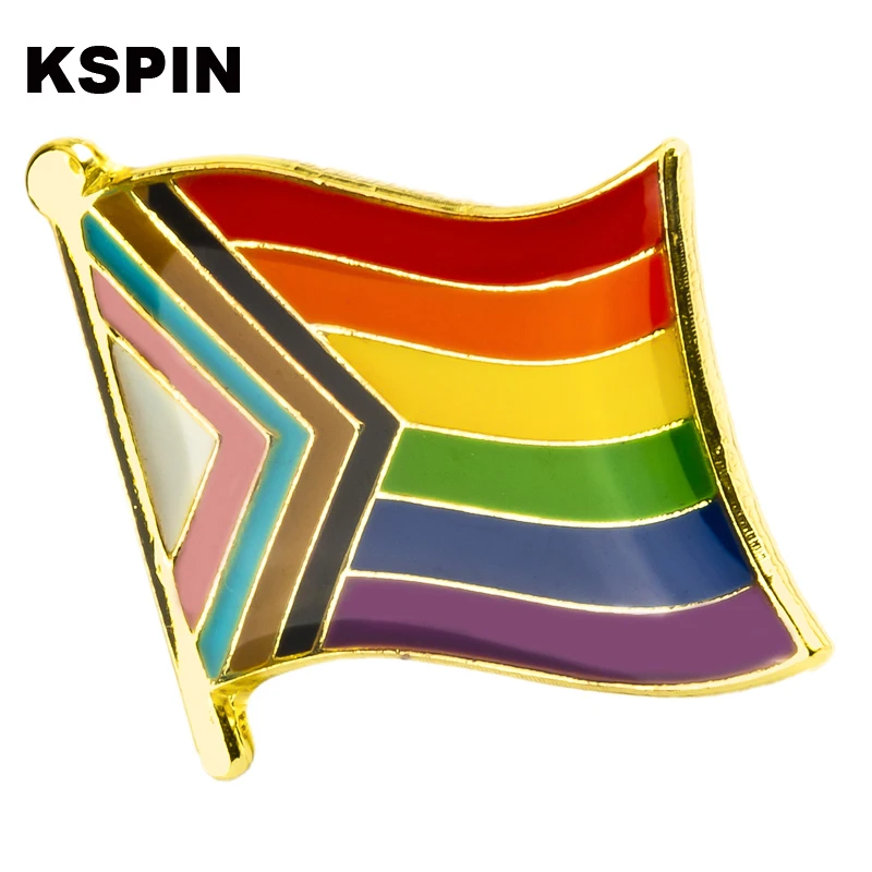 Pin de insignia de bandera de arco iris LGBT para mujer, broche de solapa de progreso, pines de Orgullo Gay lésbico, bolsa de ropa, solapa de