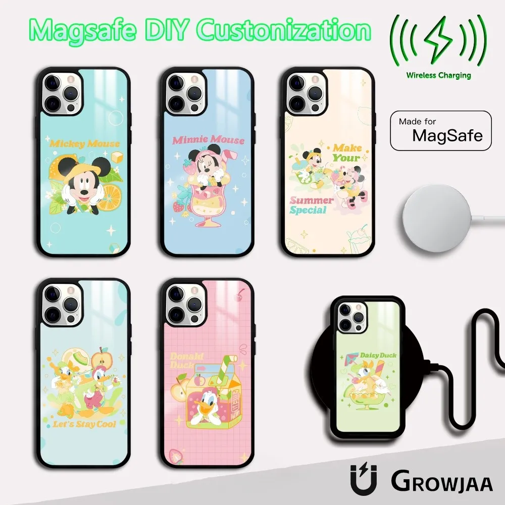 Summer Style Mickey Mouse Phone Case For iPhone 16 15 14 13 12 11 Pro Max Plus Mini Magsafe Mirror Wireless Magnetic Cover