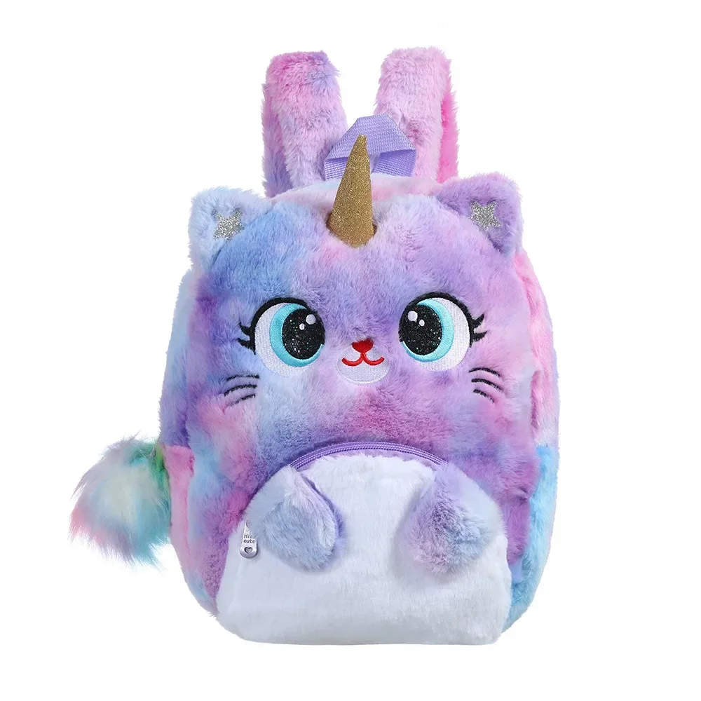 Cute Unicorn Backpack Girls Plush Colorful Cartoon Bookbags School Bags Gift For Kids Fashion Fur Backpacks Schoolbag