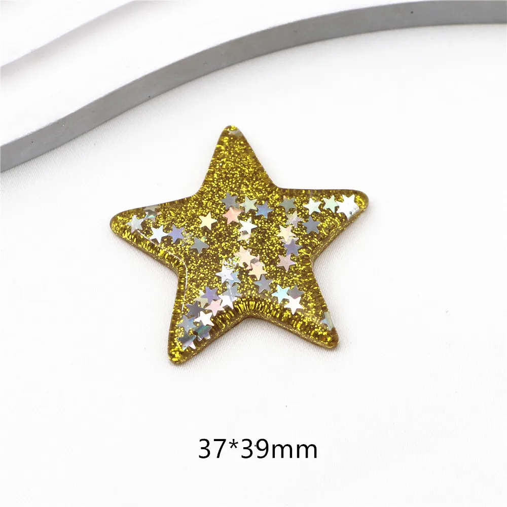 10pcs Kawaii Resin Glitter Star/Heart Flatback Cabochon Art Supply Decoration Charm Craft DIY Accessories
