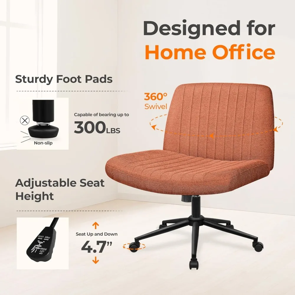 كرسي مكتب مريح بأرجل متقاطعة مع عجلات ومقعد مبطن للاستخدام في المكتب المنزلي وغرفة النوم #5