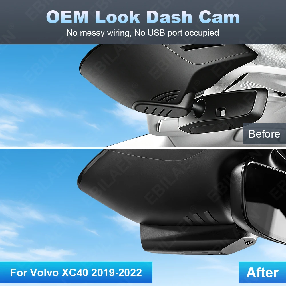 EBILAEN 4K Dash Cam For VOLVO XC40 2019-2022 Plug and Play Dashcam Camera Wifi Car DVR night vision dash cam factory style DVR