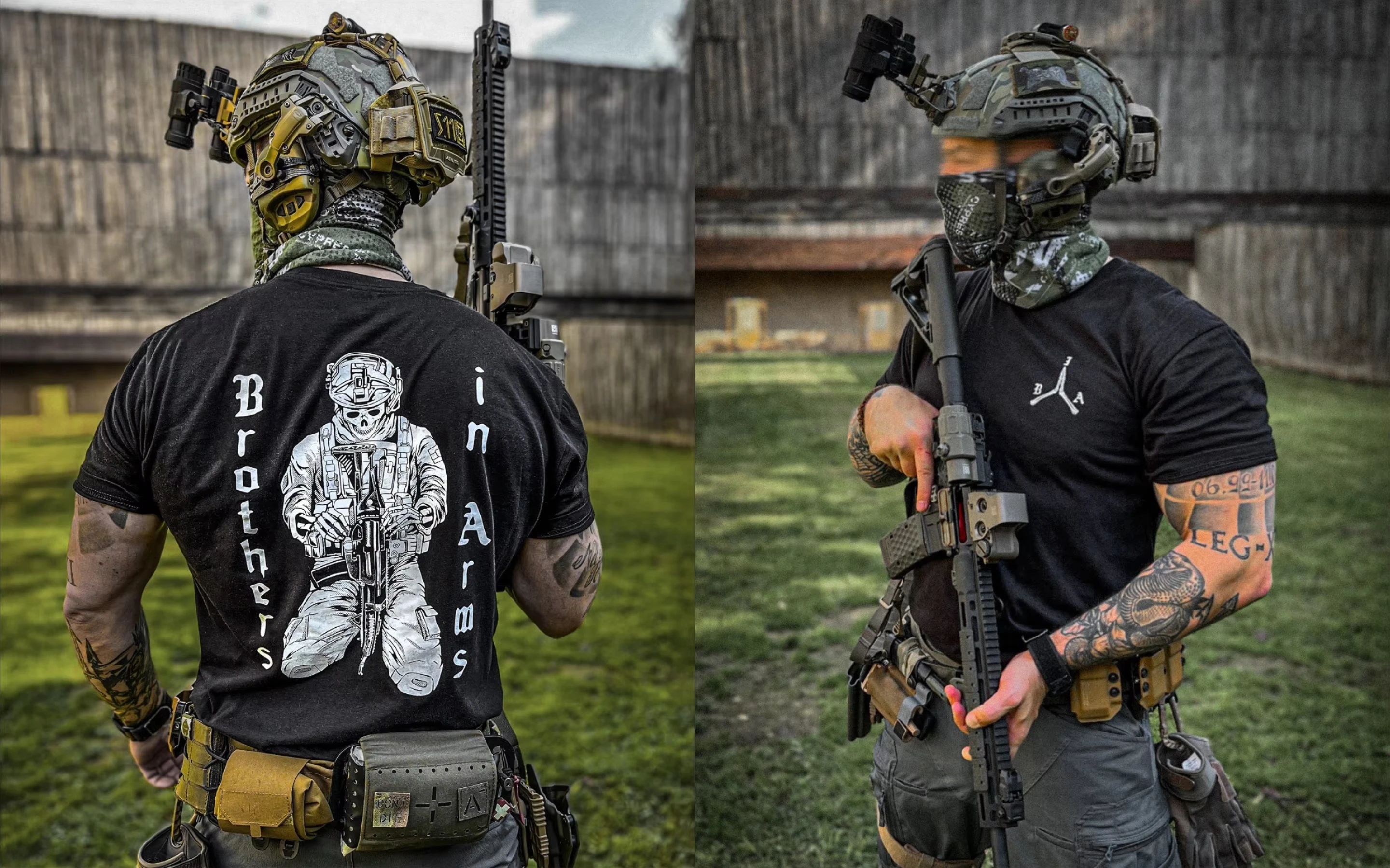 New 2026 Tactical Skull Soldier Graphic Short Sleeve T Shirt, Unisex Oversized Tee, Kids Adults Front Back Print Casual Tops