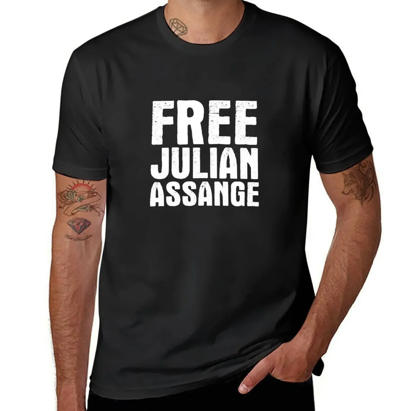 Free Julian Assange T-Shirt shirts graphic Blouse plain customizeds slim fit t shirts for men