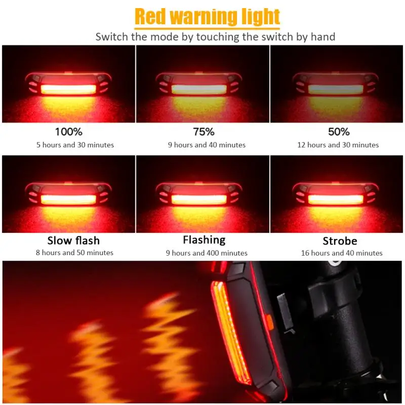 Bike Tail Light USB Rechargeable LED Bicycle Rear Lights Night Cycling Safety Warning Light Taillight MTB Bike Easy to Install