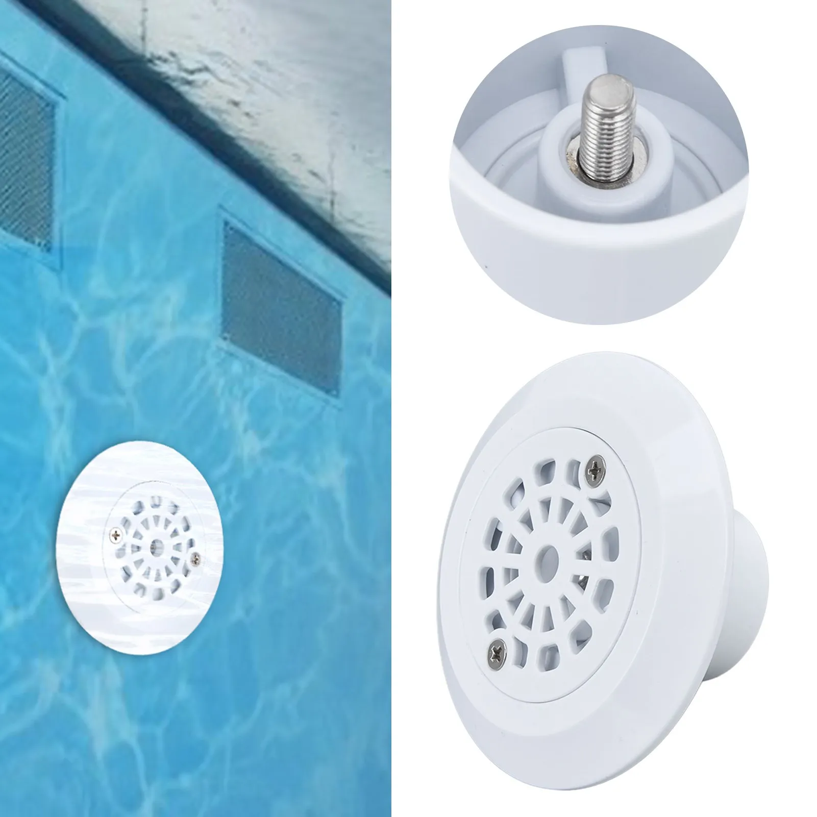 Salida de agua de plástico para piscina, drenaje de piso blanco, entrada de agua, accesorio de drenaje para piscinas, resortes calientes, drenaje principal de piscina