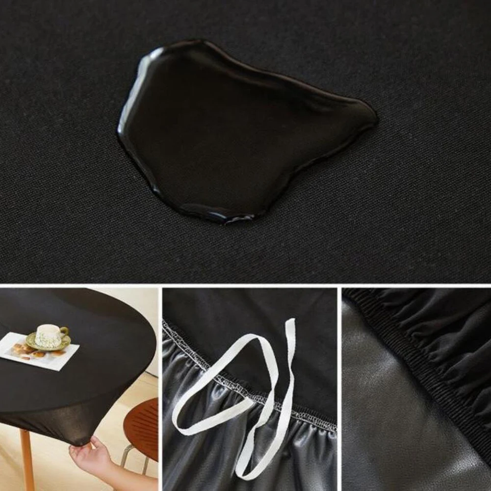 غطاء طاولة مستدير مرن غير قابل للانزلاق وقابل للتمدد من نسيج مضاد للتسرب مناسب للحفلات