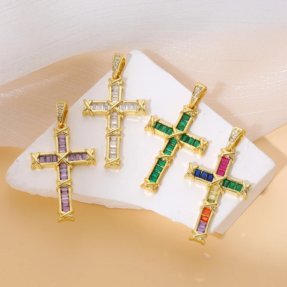 Juya DIY Luxus 18K echtes Gold vergoldet katholisches christliches Kreuz Charms für handgemachte religiöse Talisman Anhänger Schmuckherstellung – Detail 7