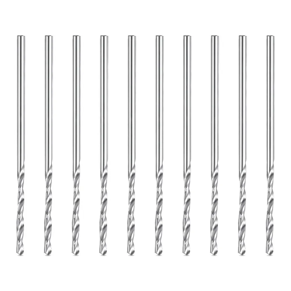 10pcs High-Speed Steel Twist Drill Bits 1.3mm Diameter 118° Point Angle Straight Shank Drill Bits Uncoated Bright Finish