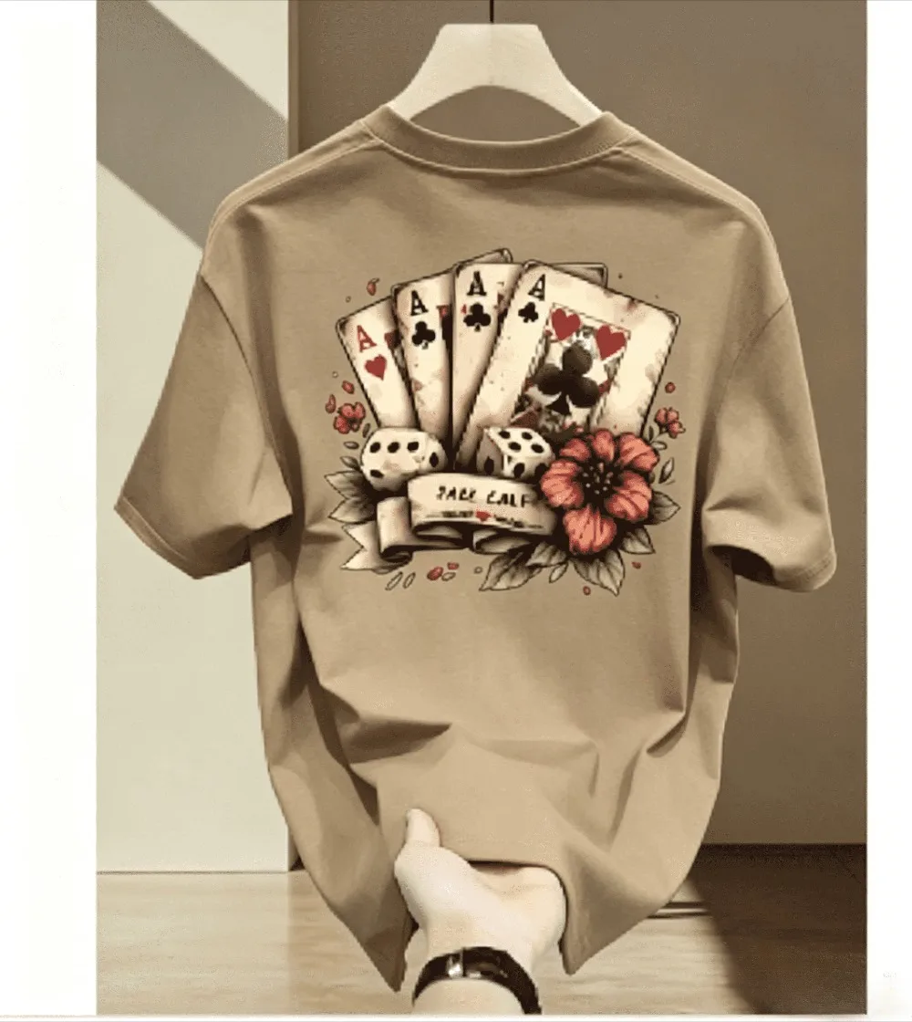 Retro Playing Cards 3DPrint Breatha Quick-Dry Men's Large-Sized  T-Shirt Outdoor Leisure Entertainment Y2K Parent-child Clothing