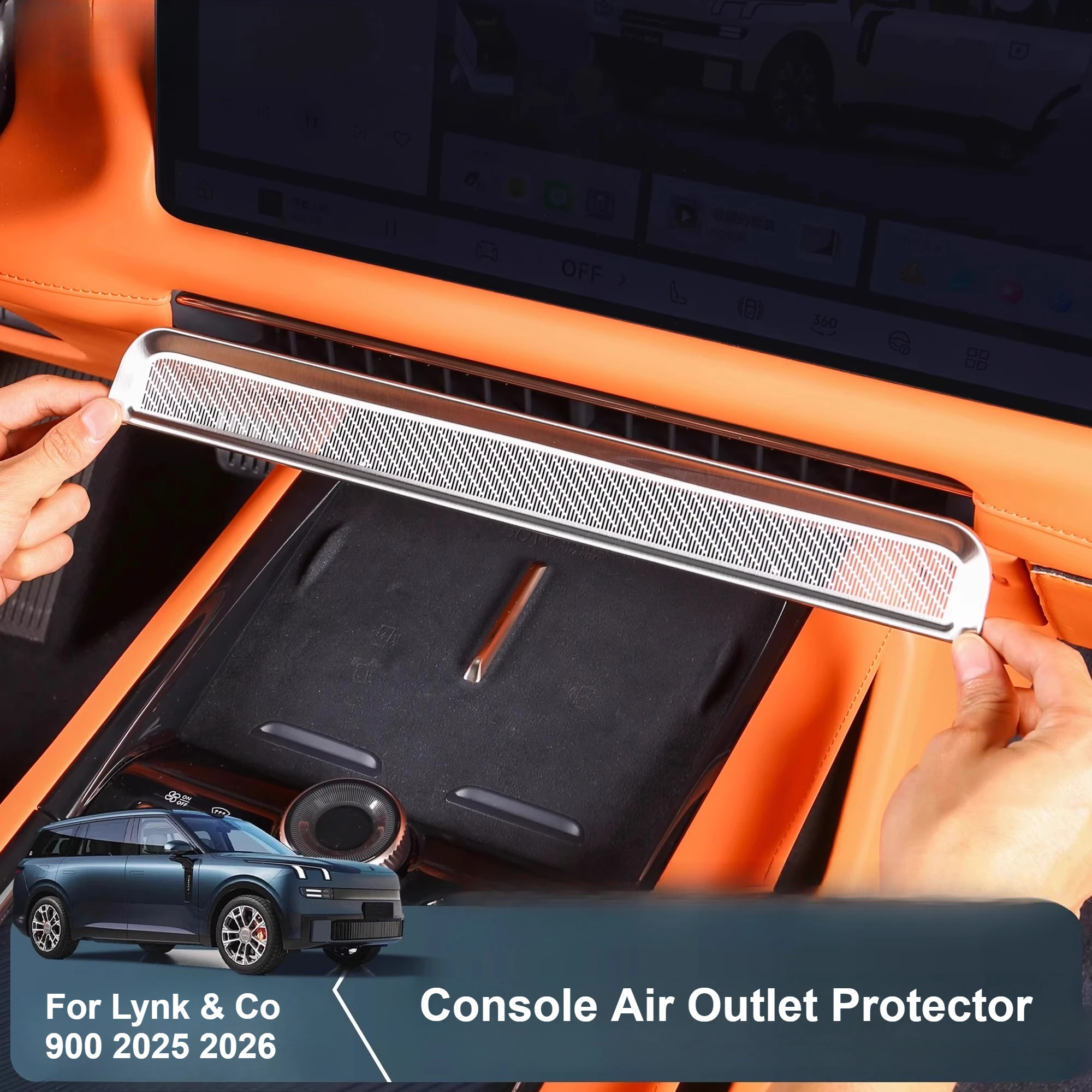 

For Lynk & Co 900 2025 2026 Center Console Air Outlet Protective Cover Stainless Steel Anti-blocking Air Vent Protector