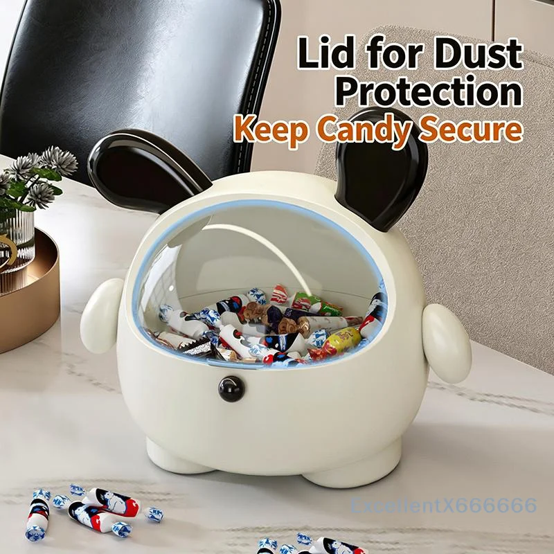 Cute Rabbit Desktop Waste Bin With Lid Large Capacity Non-Slip Bottom Sundries Organizer for Study Desk