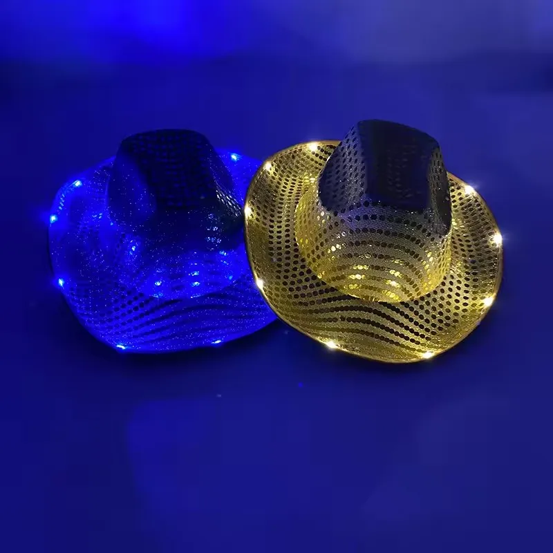 Blinky LED Light Cowboy Cowgirl Hat Flashing Cap Glowing Hat Carnival Men Women Bachelorette Party Wedding Bridal Supplies view 4