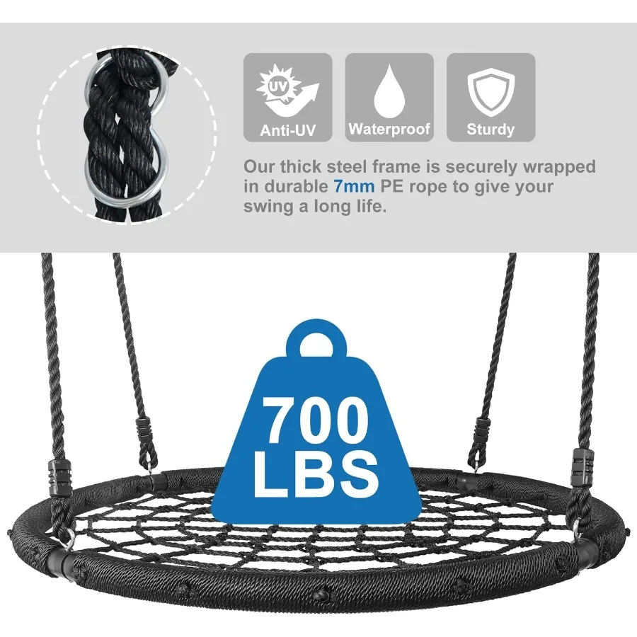 SUPER DEAL Largest 48" Spider Web Swing Set for Tree 700lbs Extra Large Platform Net Swing 71inch Adjustable Hanging Ropes - At