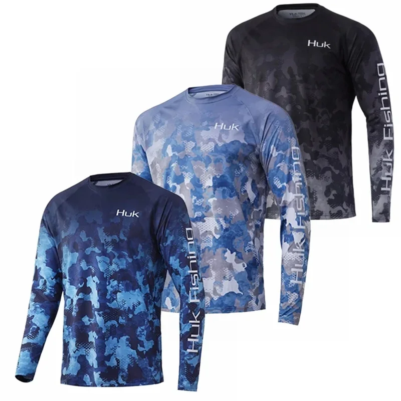 HUK Fishing Shirt Long Sleeve Uv Protection Man Outdoor Summer Camouflage Moisture Wicking Jersey Performance Fishing Apparel