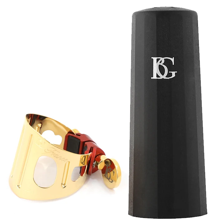 French BG Metal ligature Clarinet Eb Alto Baritone Bb Tenor SAX Gold plated Rose Gold Lacquer Gold Ligature Plastic Cap