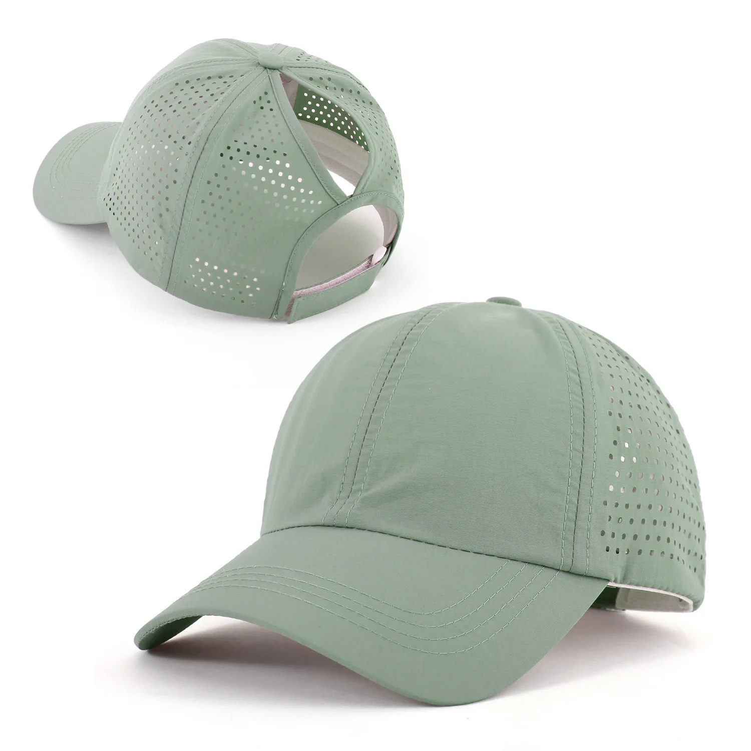 Schnell trocknender Zungenhut für Damen, atmungsaktives Mesh-Mütze für Herren, Sommer, UV-Schutz, cool bleiben, stilvoll, verstellbar, Pferdeschwanz-Mütze – Detail 3