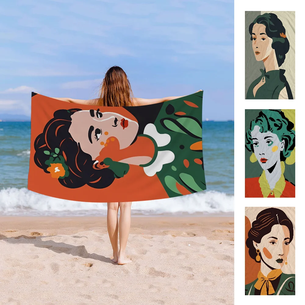 

Elegant And Charming Woman Style Art Microfiber Blanket Quick Drying Beach Towels Oversized Printing Super Absorbent Pool Towel