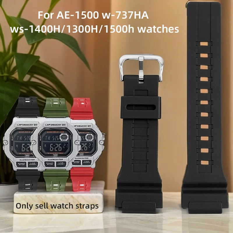 

AE1500 ws-1400h ws1300 ws 1500 W-737h ae1500 Sport waterproof watch strap accessories men women Resin silicone strap for Casio