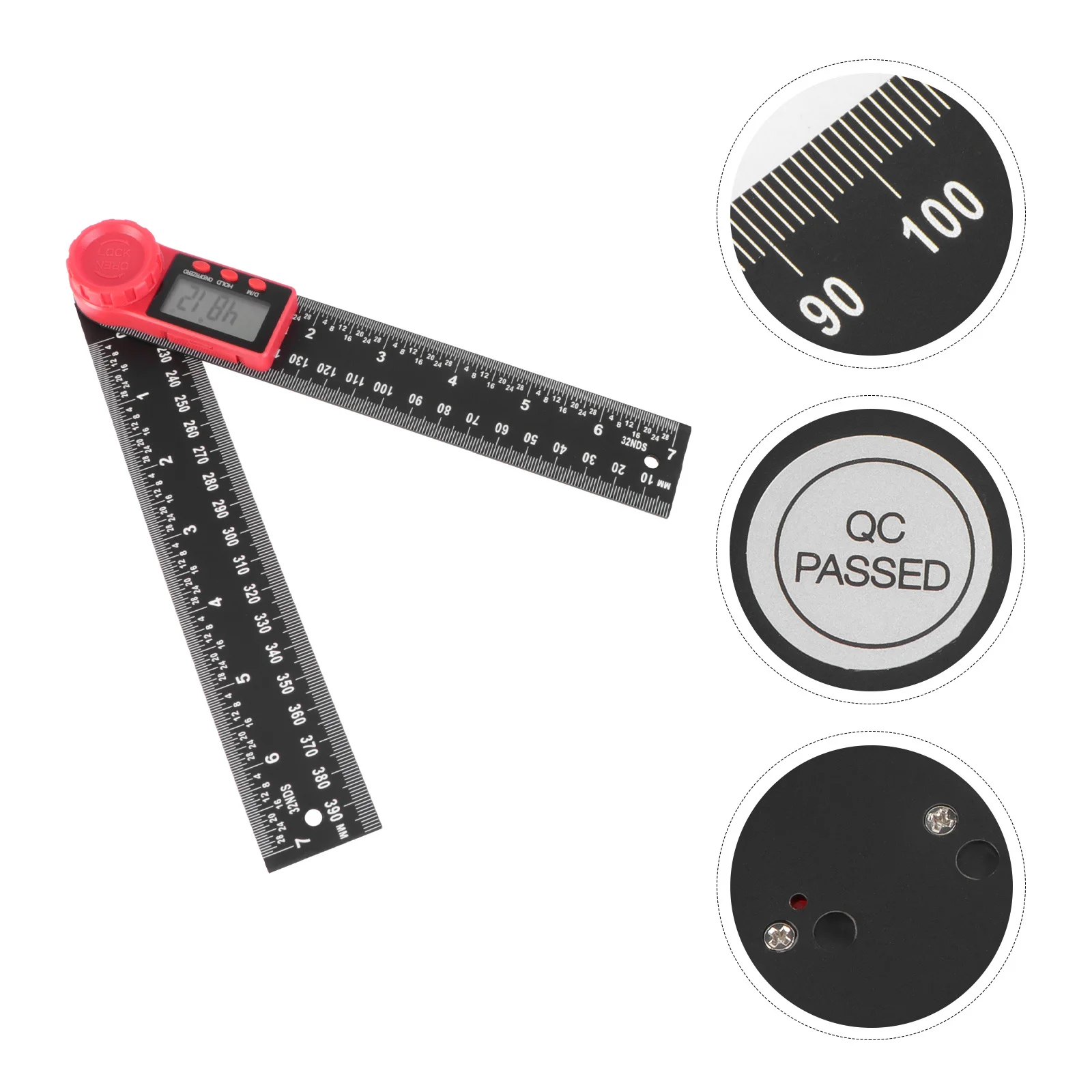 

Digital Display Black Angle Ruler Vernier Caliper Level Ruler Button Professional Angle Protractor for Home Architect