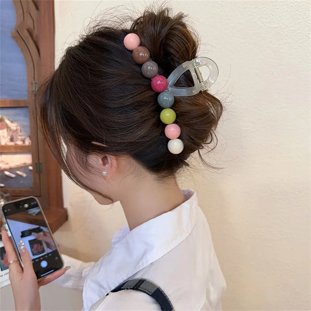 Retro Sweet Fashion Colorful Love Hair Crab Hair Claw Clip Elegant Ponytail Hairpin Hair Clip Barrettes Girl Hair Accessories