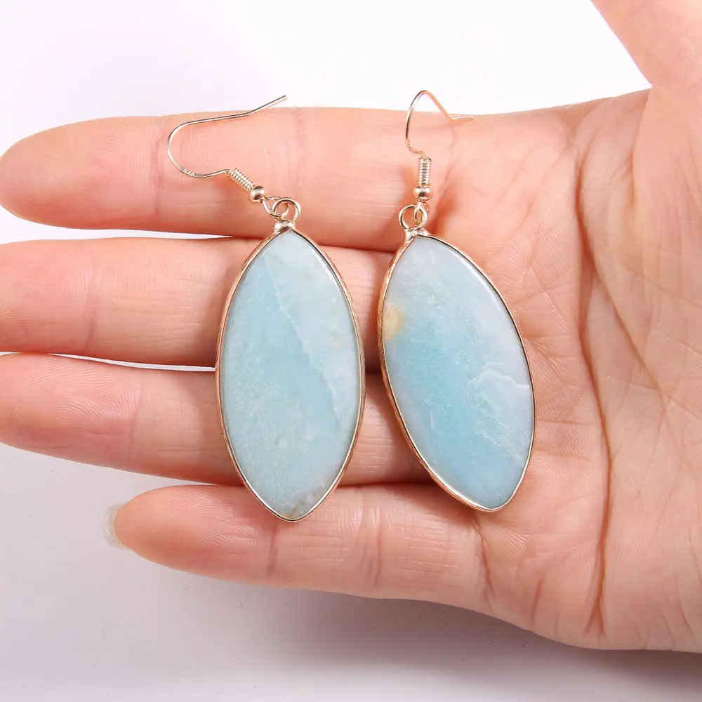 Natural Labradorite Stone Earrings for Women Exquisite Jewelry Handmade Gems Stones Drop Earring Size 20x45mm