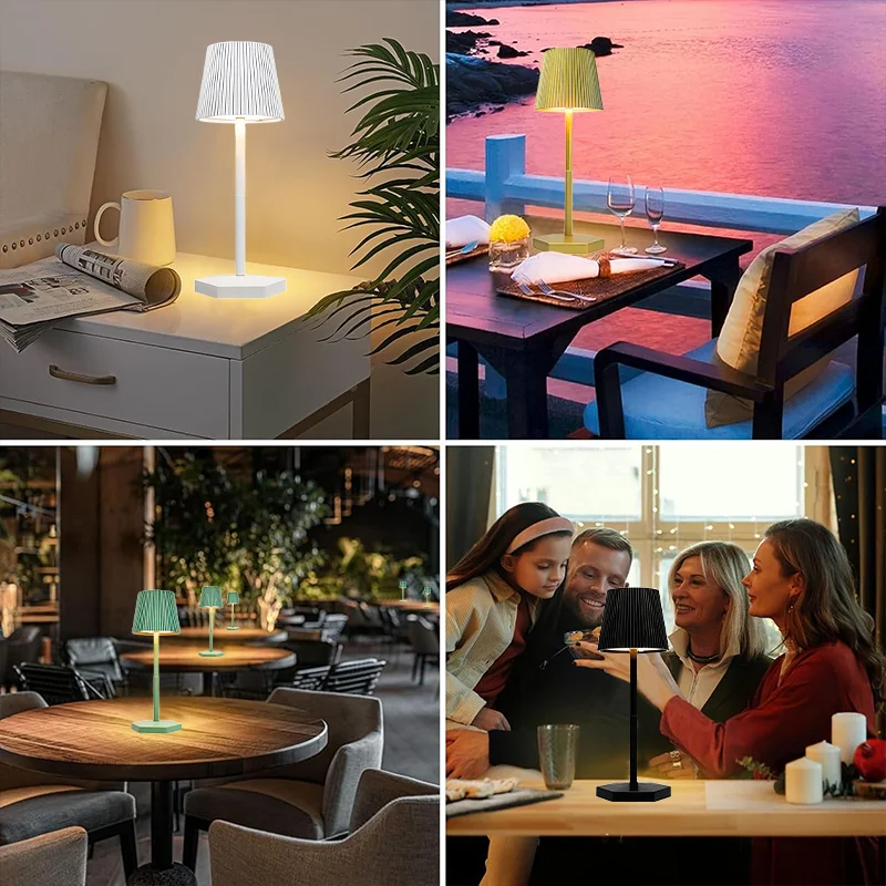 Lámpara de mesa minimalista a rayas moderna, carga inalámbrica USB, luz LED de lectura/de noche junto a la cama, lámpara de mesa regulable para dormitorio