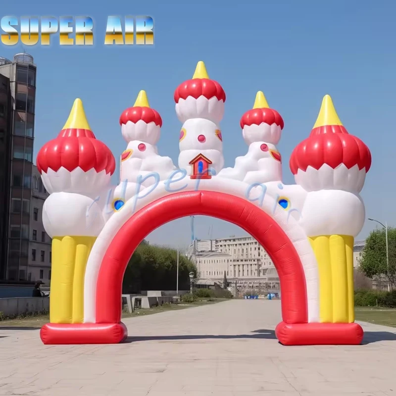 custom Inflatable Castle Fairytale Blow‑up Arch for Amusement Park Carnival Kids Event Mall Opening Festival Party Decoration