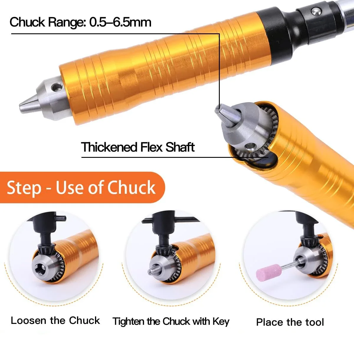 PHYHOO Jewelry Engraver Tool Rotary Grinder 4/6mm with Steel Handpiece Chuck Multifunctional Metal Carving Grinding DIY Craft