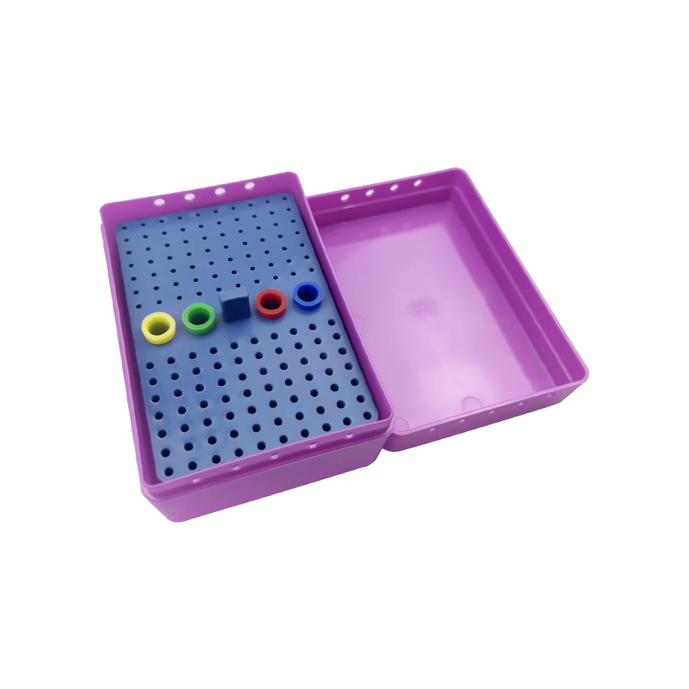 Suporte de brocas dentárias Autoclavalbe Plastic Bur Stand Block Endo Box Bandeja de esterilização Caso de desinfecção de laboratório de odontologia 144 furos