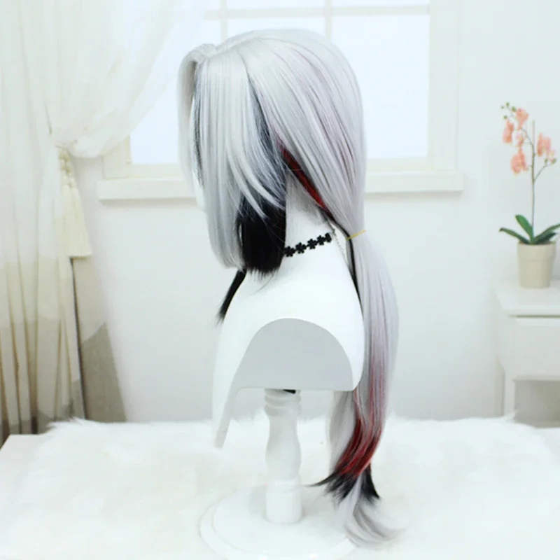 Gioco Genshin Impact Arlecchino Peruere parrucca Cosplay nero bianco capelli lunghi coda di cavallo parrucche sintetiche resistenti al calore Halloween Prop
