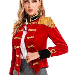 Master Velvet Ring Kostüm für Frauen Zirkus Kostüm Jacke Ringmeister Schultertisch Frosch 8 Hauptverkaufsmantel mit Fransenkind - №8