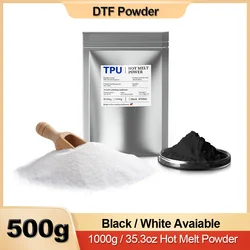 500g DTF Powder White Black Hot Melt Adhesive Pretreat DTF Powder Transfer Film for DTF Printer Direct Print on All Fabric