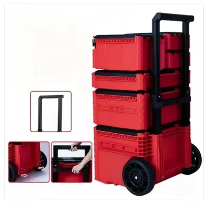 Large Capacity 6 Layer Rolling Toolbox IPX6 Waterproof Stackable Tool Storage Box for Mechanics and Contractors