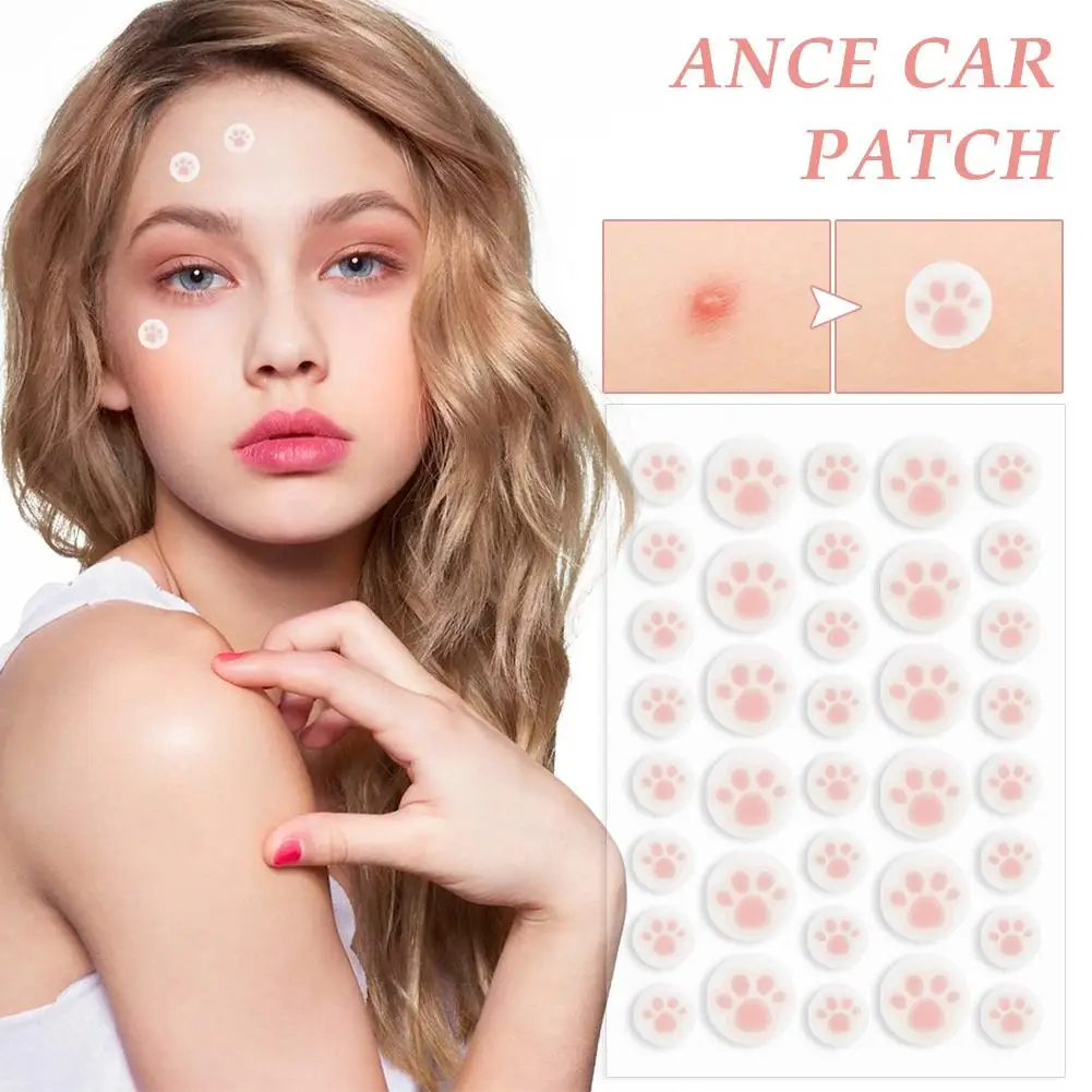 Hydrocolloid Acne Pimple Patch 36 Counts Cute Cat Paws Shaped Acne Absorbing Cover Patch, Invisible For Acne Dots