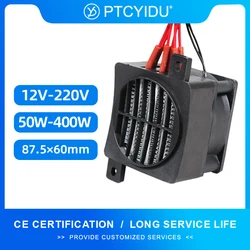 Calentador PTC de 12V, 24V, 48V, 110V, 220V, calentador con aislamiento termostático de cerámica con ventilador, incubadora de aislamiento de mascotas, calentador eléctrico PTC para coche