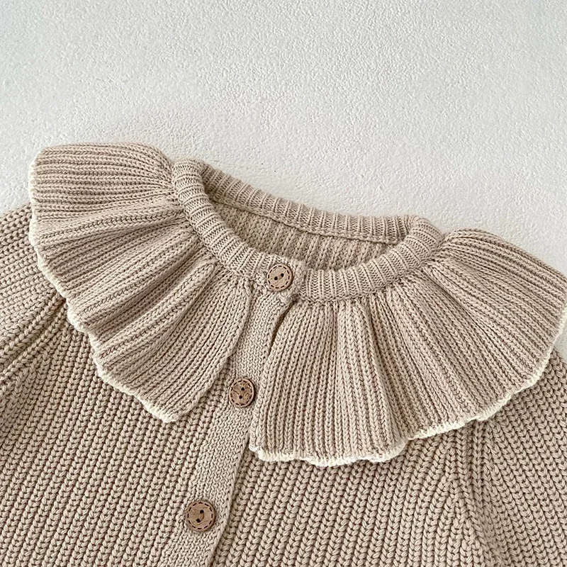 Autumn Winter Korean Style Clothing Toddler Baby Girl Knitting Cardigan Long Sleeved Solid Color Newborn Baby Girls Sweater Coat