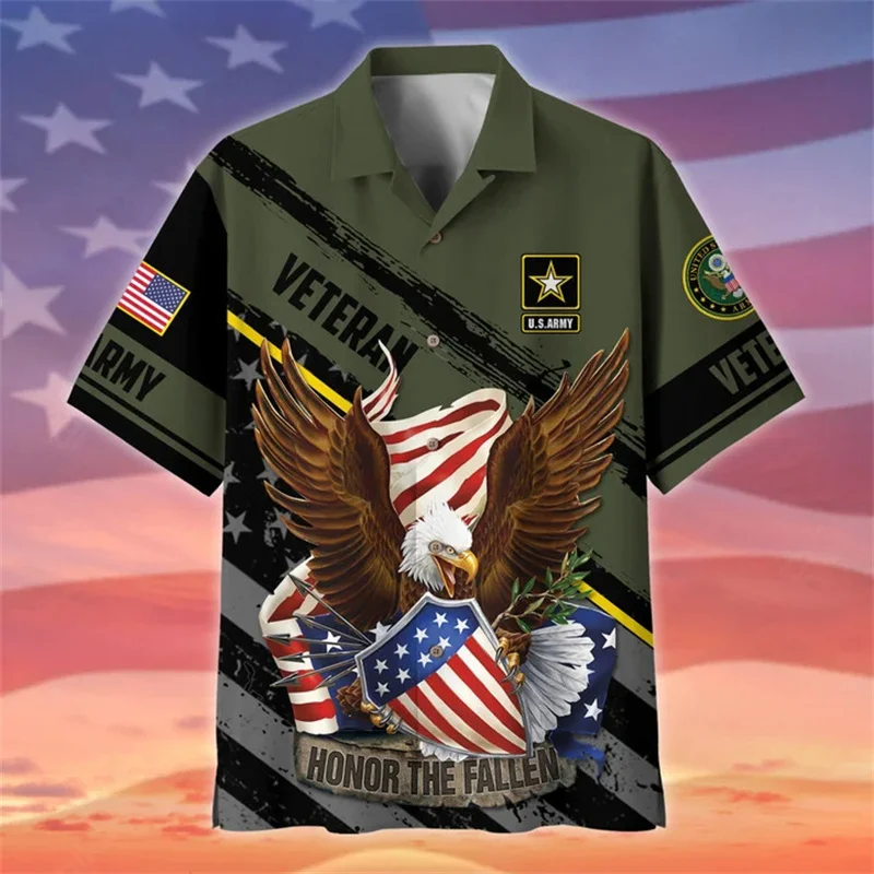 New Summer 3D UNITED STATES Soldiers Armys Printed Shirts Veterans Graphic Short Shirts For Men Vintage Cool Fashion Top Clothes