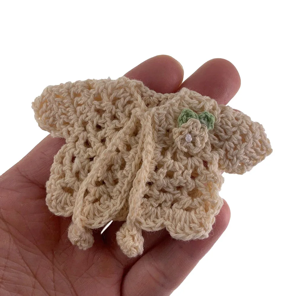 12Pcs Handmade Miniature Cotton Crochet Sweater Flower For Baby Shower Baptism Toy Dolls Table Party Favors Decorations