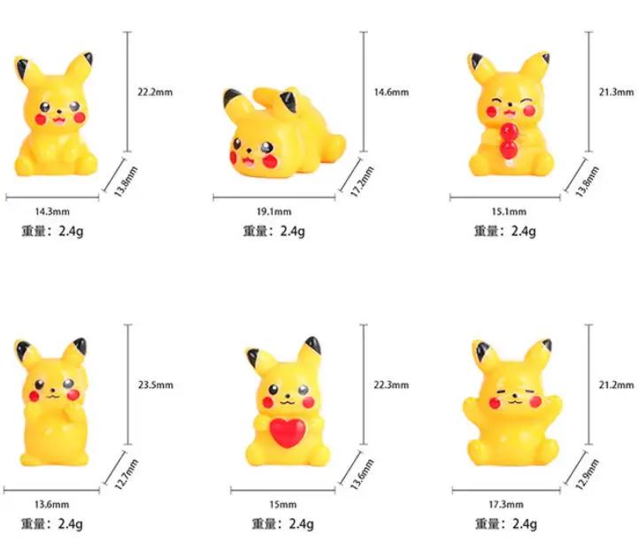6 Stück/Set Pocket Monsters Anime-Figur, Kawaii-Actionfiguren, PVC-Desktop-Dekoration, Sammelmodell, Puppen, Spielzeug, Geburtstagsgeschenk – Detail 2