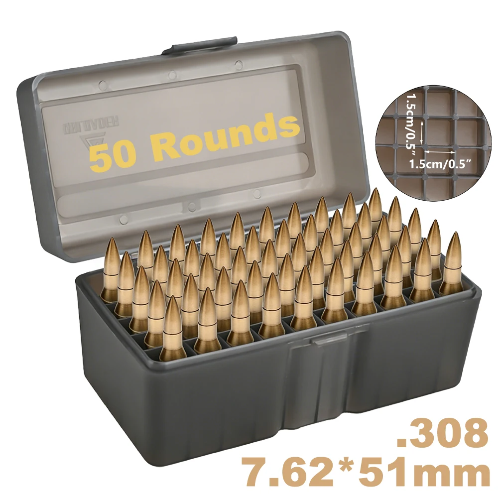 Boîte à munitions rabattable 50 tours.308 7.62x51mm, mallette de rangement de balles tactiques, étui à munitions, boîte de transport de cartouches, accessoires de chasse pour fusil